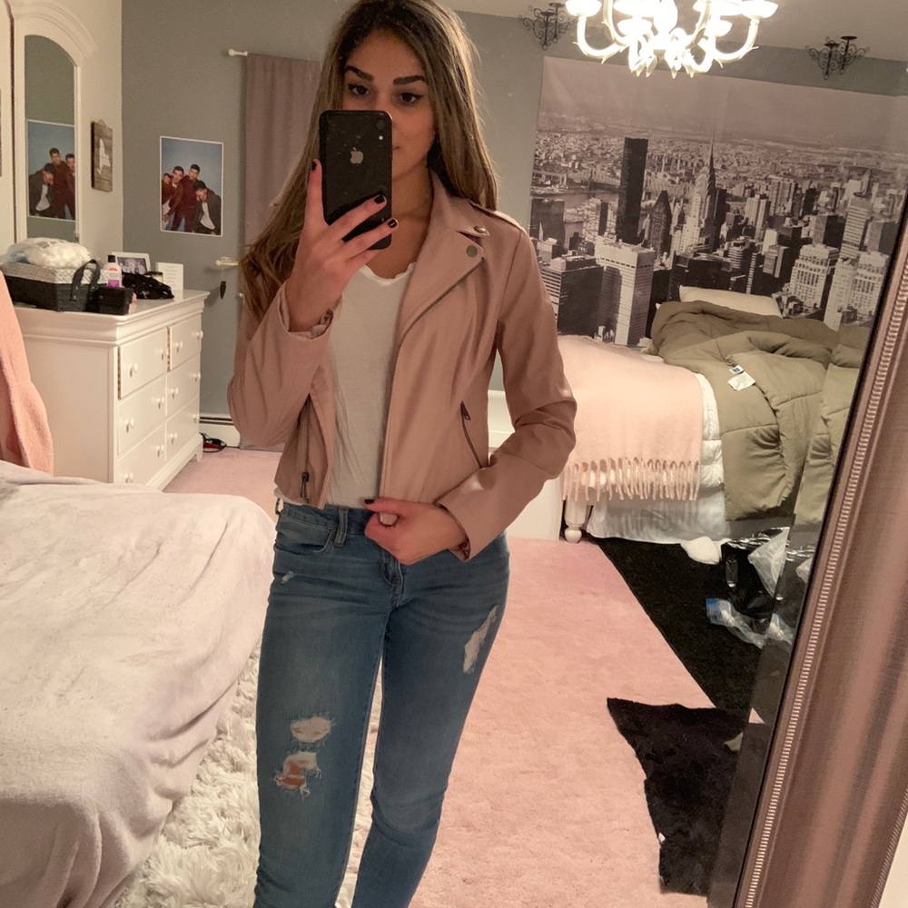 Pink leather jacket